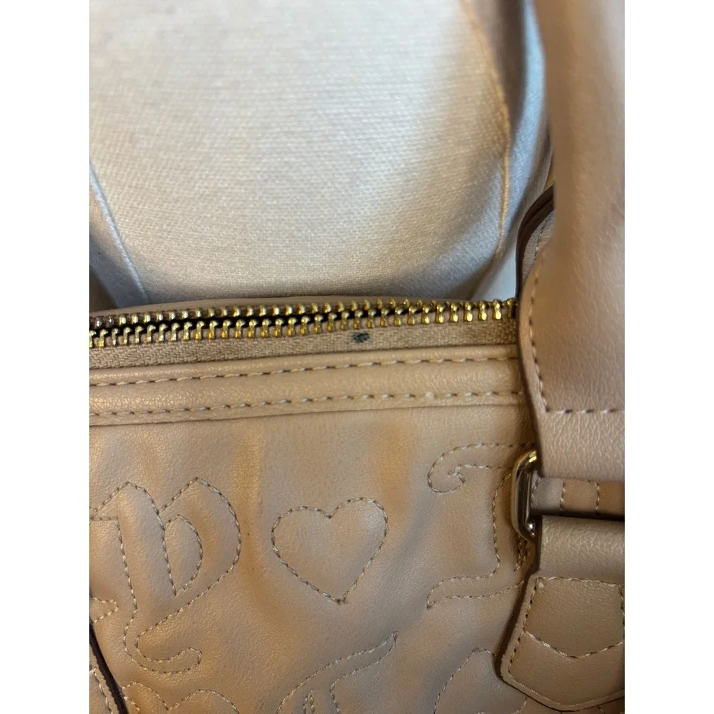 Juicy Couture Beige Embroidered Logo Satchel Crossbody‎ Bag Heart Charm